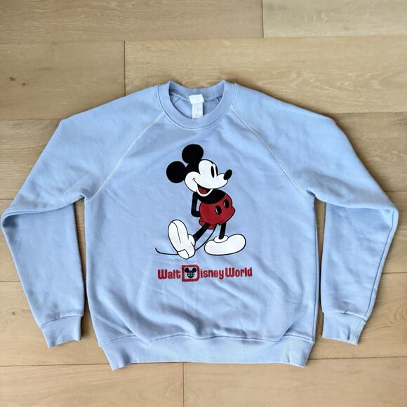 Disney Other - Disneyland Parks Sweatshirt Blue Mickey Mouse Standing Adult Medium Crewneck